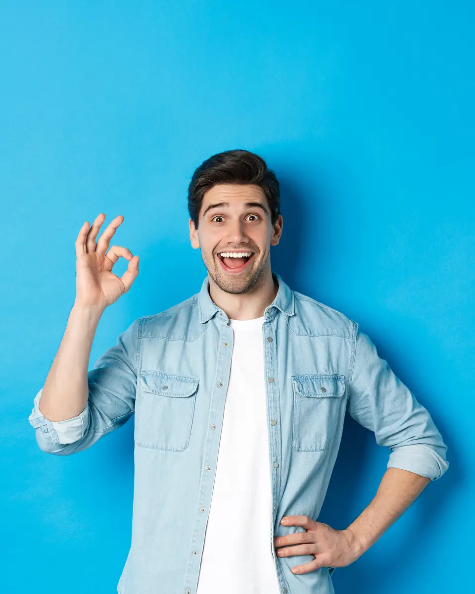 Man showing OK with fingers